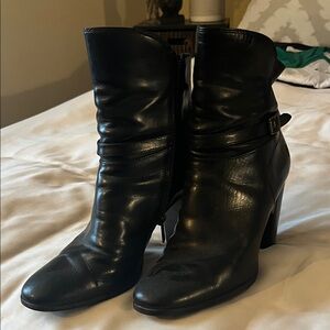 Frye Black Leather Heeled Boots